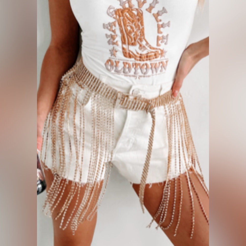 NWT CENTER STAGE RHINESTONE💎FRINGE BELT -✨GOLD✨, Sz. OS, BNWTIB